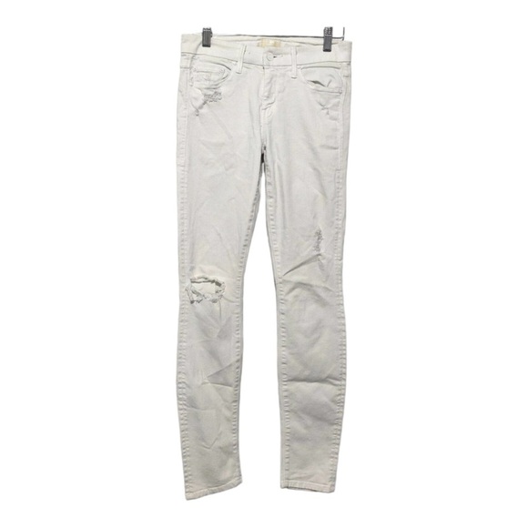 NWT MOTHER x Revolve The Looker White Distressed High Rise Skinny Jeans Size 24 - Picture 5 of 10